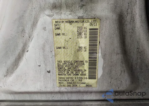 2014 Nissan Altima 2.5 S z USA, uszkodzony, nr VIN 1N4AL3AP2EC139616